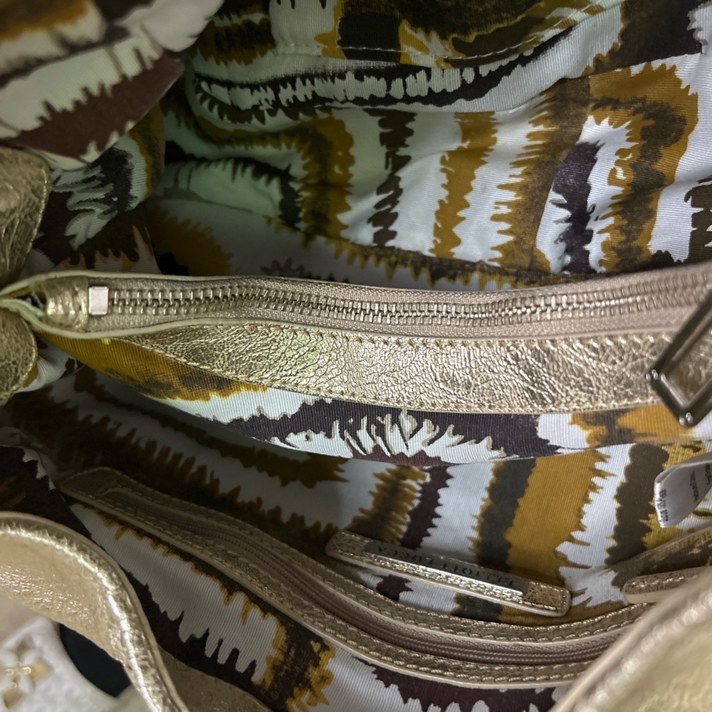 Elliott Lucca Metallic Gold Woven Leather Shoulder Bag - Picture 6 of 11